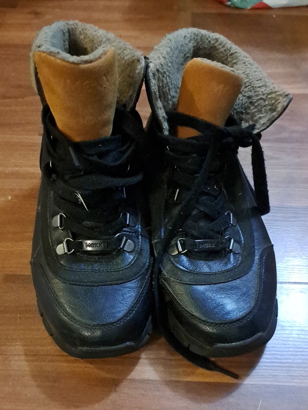 Mexx Black Winter Rain Boots with Tan Accent